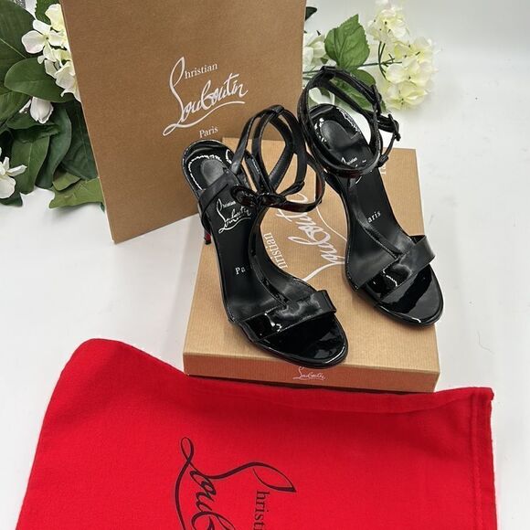 SOLD!!!! Women’s Christian Louboutin Mara patent dual buckle sandals size 36.5 - Picture 2 of 12